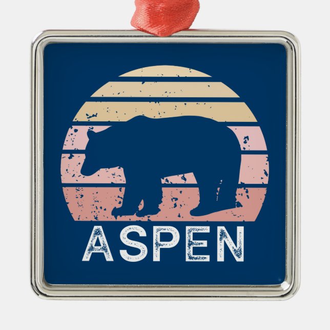 Ornamento De Metal Aspen Colorado Retro Bear (Frente)
