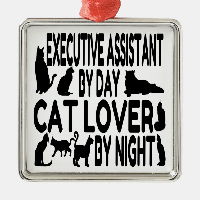 Ornamento De Metal Assistente executivo do Cat Lover (Frente)