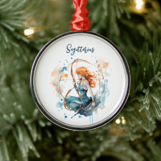Ornamento De Metal Astrologia zodiac sinal de aquarela sagitariana