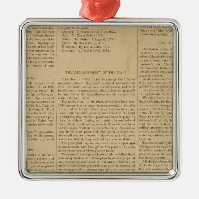 Ornamento De Metal Atlas de Prefácio do Estado de Maine (Frente)