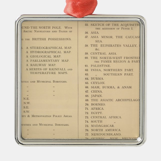 Ornamento De Metal Atlas londrino de geografia universal de Stanford (Frente)