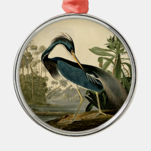 Ornamento De Metal Audubon Louisiana Heron Birds América Art