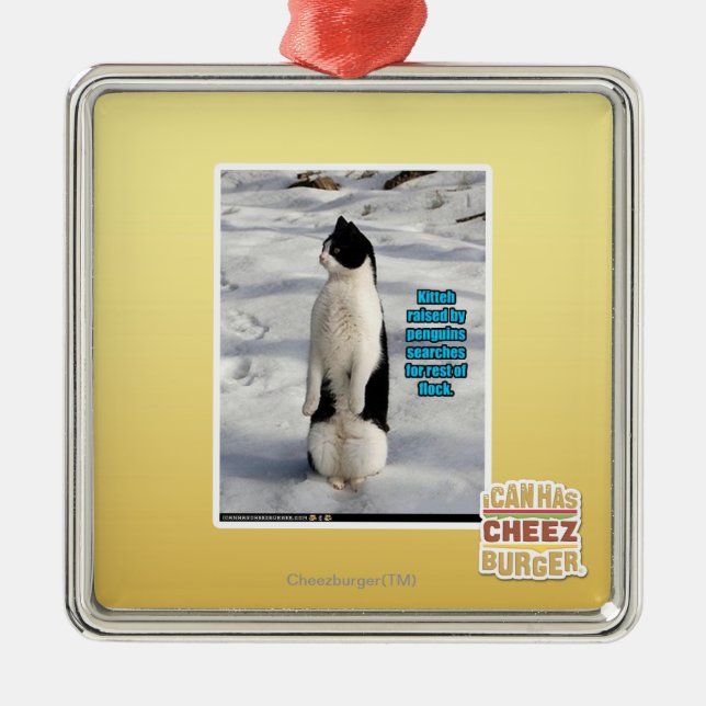 Ornamento De Metal Aumentado por pinguins (Frente)