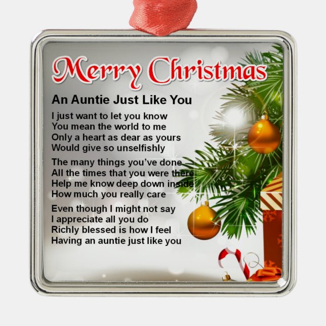 Ornamento De Metal Auntie Poema - design do Natal (Frente)