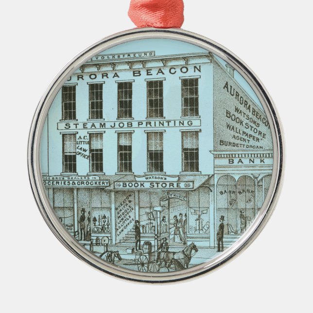 Ornamento De Metal Aurora Illinois Aurora Beacon News 1871 Stone Lith (Frente)