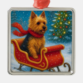 Ornamento De Metal Australian Terrier Holiday