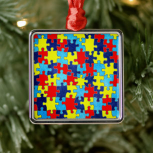 Ornamento De Metal Autismo Quebra-cabeça de consciência por Shirley T