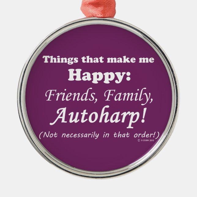Ornamento De Metal Autoharp Me Faz Feliz (Frente)