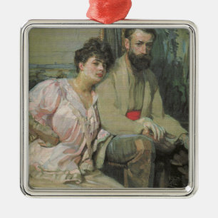 Ornamento De Metal Autorretrato com Esposa (por Frantisek Kupka)-