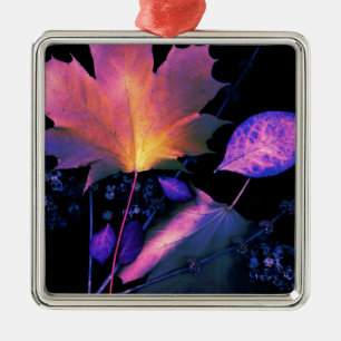 Ornamento De Metal Autumn Leaves em Neon