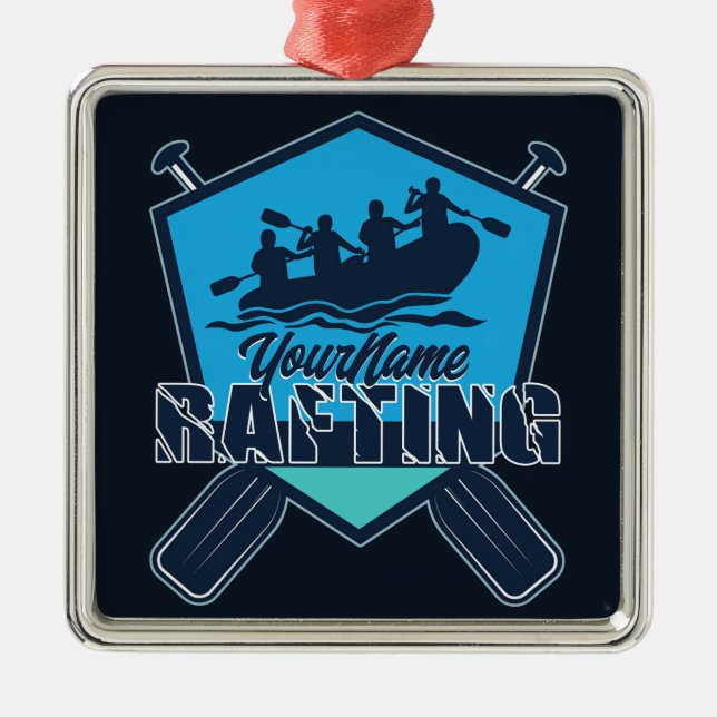 Ornamento De Metal Aventura Personalizada Rafting Whitewater River (Frente)