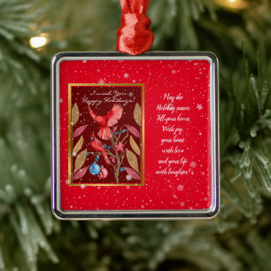 Ornamento De Metal Aves Cardinais na Árvore de Natal Personalizam