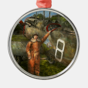 Ornamento De Metal Avião - Primeiro Voo com Uma Parada Cruzando os EU