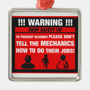 Ornamento De Metal Aviso - pontas da segurança da loja do mecânico