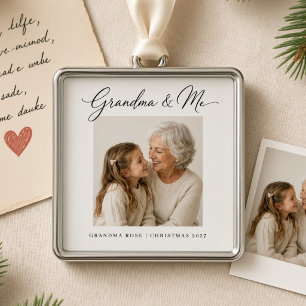 Ornamento De Metal Avó & Eu Foto Personalizada de Natal