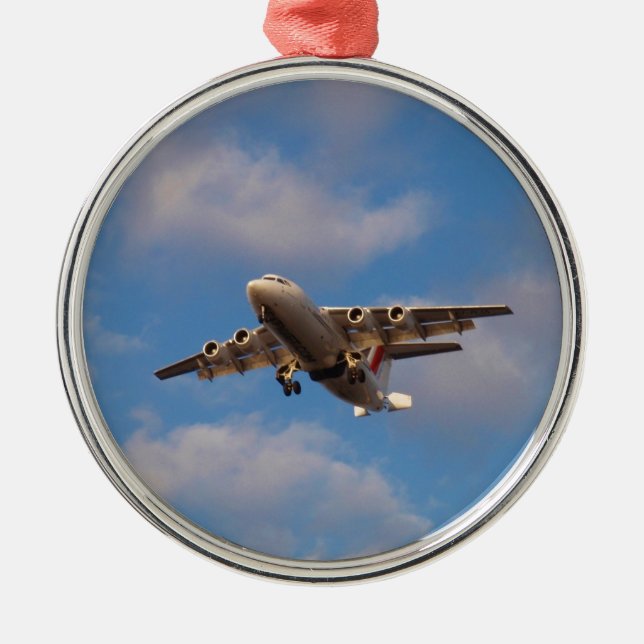 Ornamento De Metal Avro RJ85 Jet pousando (Frente)