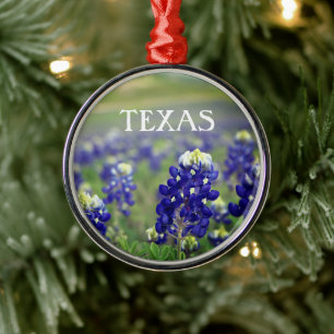 Ornamento De Metal Azul Boninas Flores Azuis Texas Texano Floral