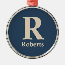 Ornamento De Metal Azul Clássico E Vanilla Inicial/Primeiro/Nome Da F