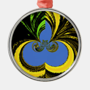 Ornamento De Metal Azul Dourado