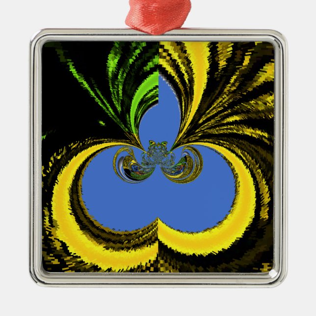 Ornamento De Metal Azul Dourado (Frente)