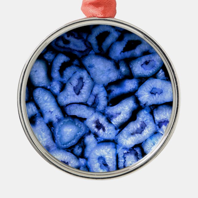 Ornamento De Metal Azul elegante agita gemstones azuis quartzo azul (Frente)