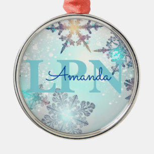 Ornamento De Metal Azul Personalizado Nome LPN Personalizado