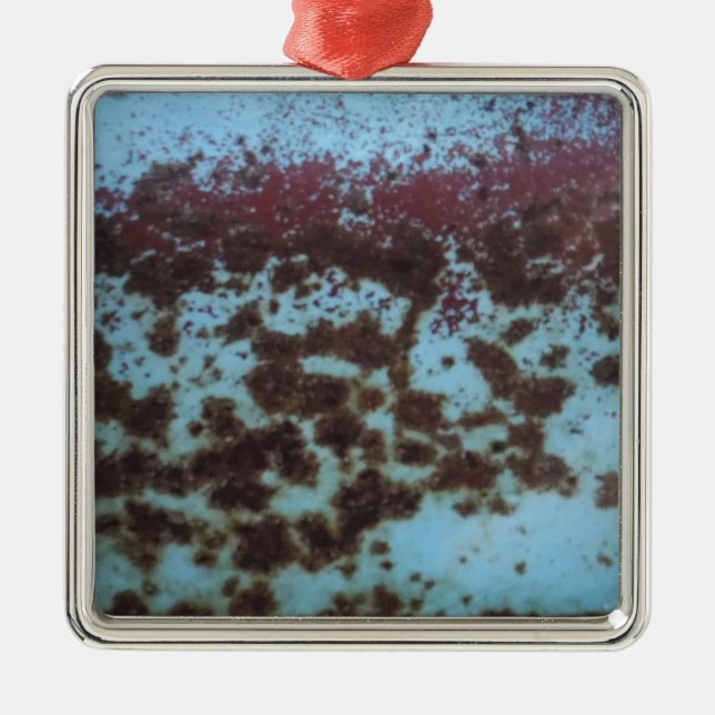 Ornamento De Metal Azul Teal e Púrpura Fundo enferrujado (Frente)