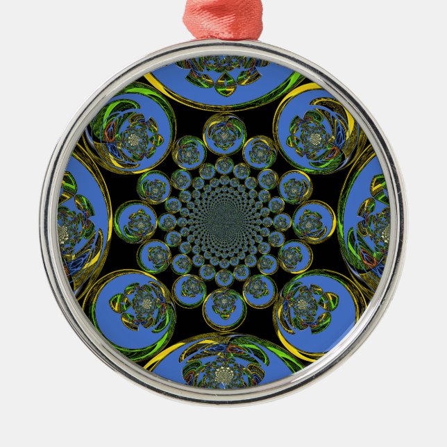 Ornamento De Metal Azul Vintage (Frente)