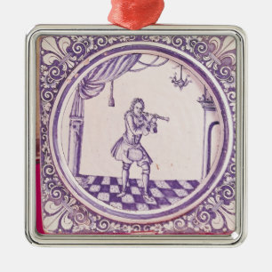 Ornamento De Metal Azulejo que descreve um clarinetist, 1706