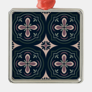 Ornamento De Metal Azulejos Geométricos Florais Terrosos