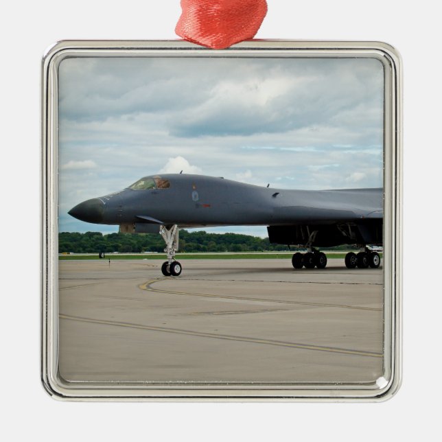 Ornamento De Metal B-1B Lancer Bomber em Terra (Frente)