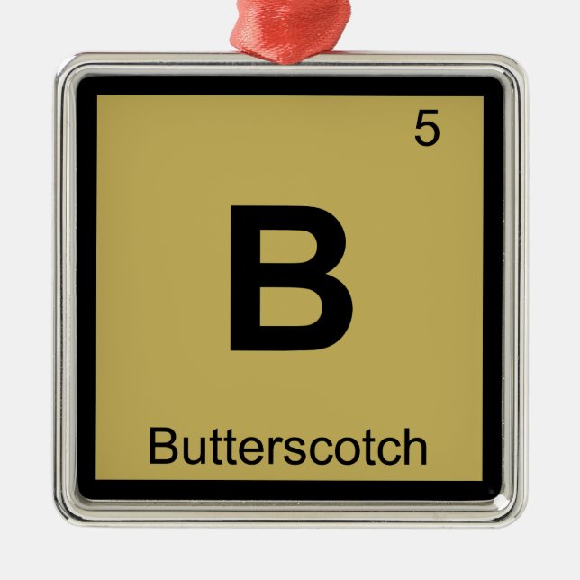 Ornamento De Metal B - Butterscotch Química Símbolo de Mesa periódica (Frente)