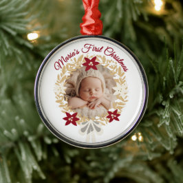 Ornamento De Metal Baby’s First Christmas Gold Wreath