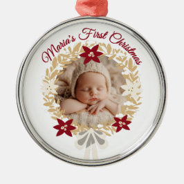 Ornamento De Metal Baby’s First Christmas Gold Wreath