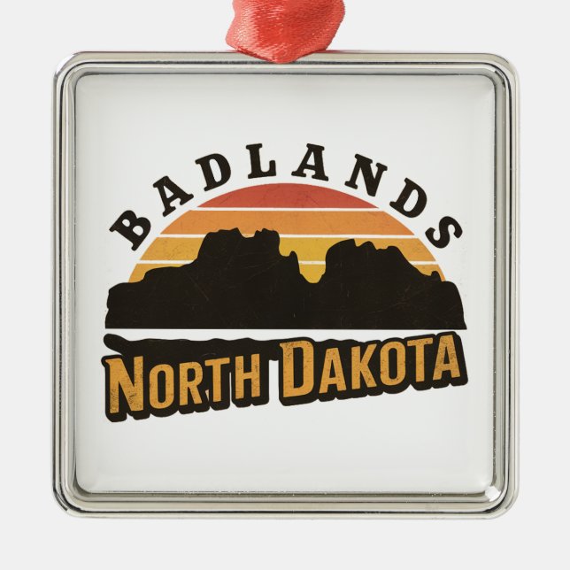 Ornamento De Metal Badlands North Dakota Retro (Frente)