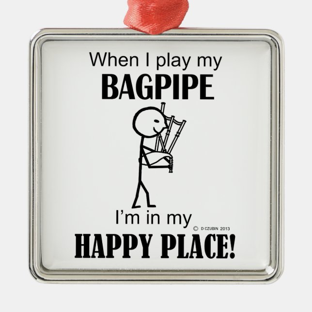 Ornamento De Metal Bagpipe Happy Place (Frente)
