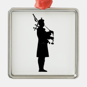 Ornamento De Metal Bagpiper escocês Silhouette