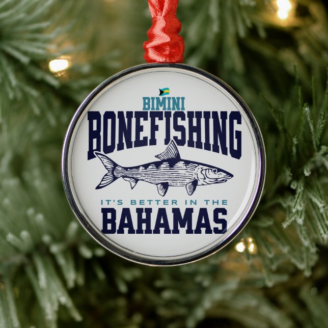 Ornamento De Metal Bahamas Souvenir Gift: Bimini Bahamas Bonefishing (Árvore)