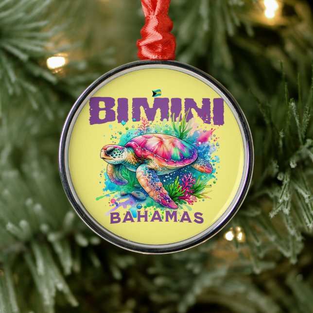 Ornamento De Metal Bahamas Souvenir Presente: Bimini Bahamas Tartarug (Árvore)