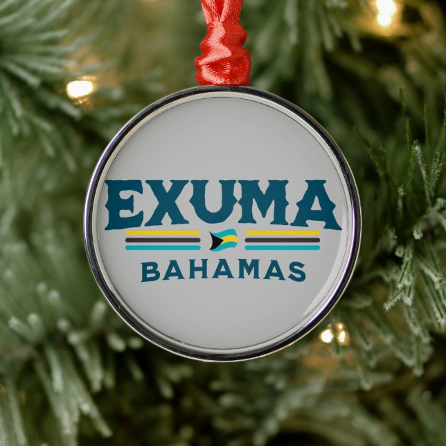 Ornamento De Metal Bahamas Souvenir Presente: Exuma Bahamas Independê (Árvore)