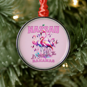 Ornamento De Metal Bahamas Souvenir Presente: Nassau Bahamas Flamingo