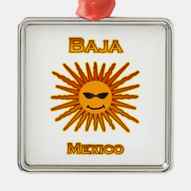 Ornamento De Metal Baja México Sun enfrenta o ícone (Frente)