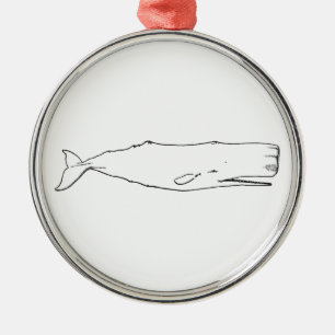 Ornamento De Metal Baleia de esperma (linha arte)