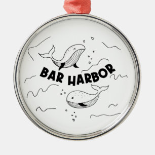 Ornamento De Metal Baleias de Bar Harbor Maine