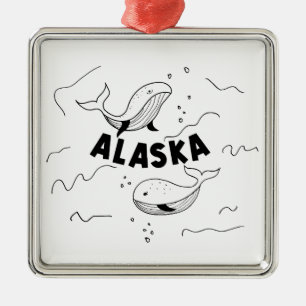 Ornamento De Metal Baleias do Alasca