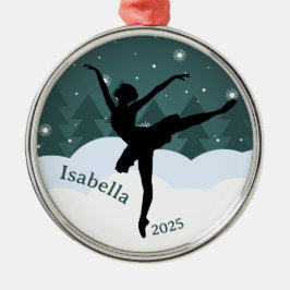 Ornamento De Metal Ballerina Silhouette Arabesque Geométrico Winter