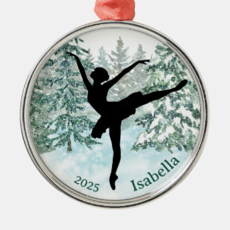 Ornamento De Metal Ballerina Silhouette Winter Scene