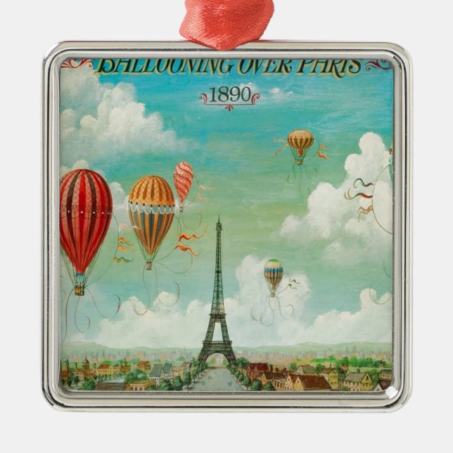 Ornamento De Metal Balonismo sobre Paris (Frente)