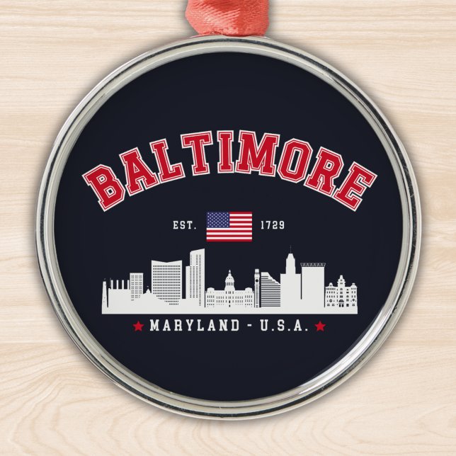 Ornamento De Metal Baltimore Maryland Modern Skyline city (Criador carregado)