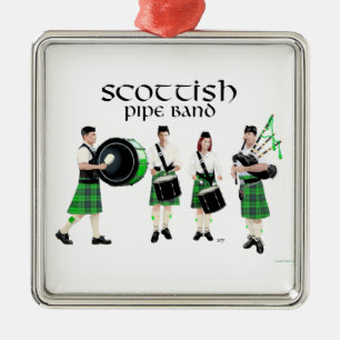 Ornamento De Metal Banda de Gaita Escocesa - Kilts Verdes